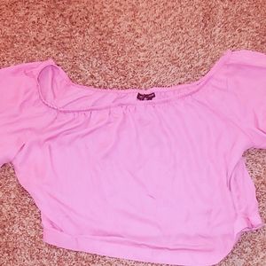 Lavendar mid sleeve off the shoulder crop top